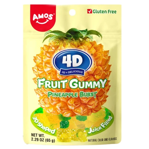 Amos 4D Fruit Gummy Pineapple Burst 65g