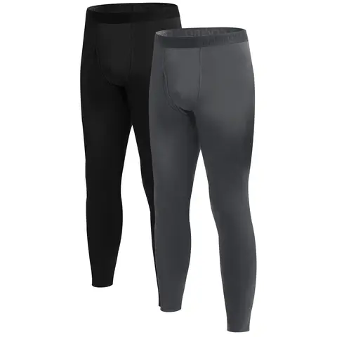 BAMBOO COOL Men's Thermal Underwear Long Johns Bottom with Soft Wool Lining, Soft Warm Base Layer Pants for Cold Weather M (2Pack)