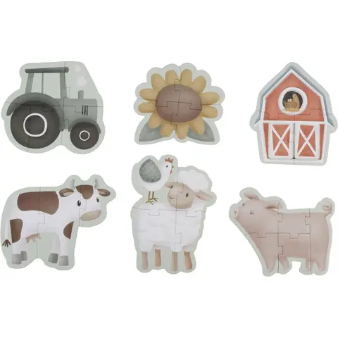 Little Dutch Little Farm Puzzel - 6-in-1, Groen, 24 stuks