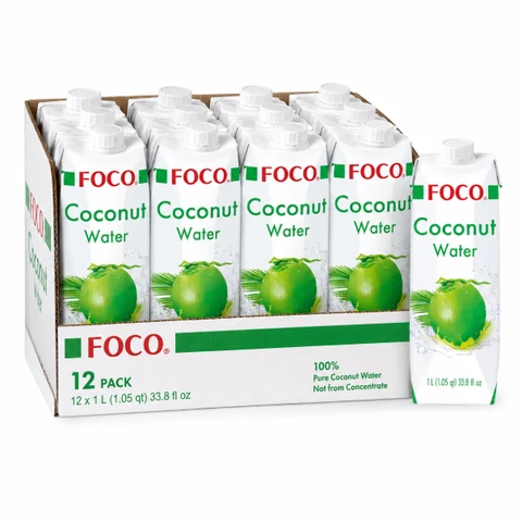 Foco 100% Natural Coconut Water 12 x 1 Ltr
