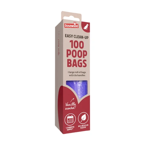 Rosewood Dog Poo Bags with Handles, 100 Count, Easy Clean-Up
