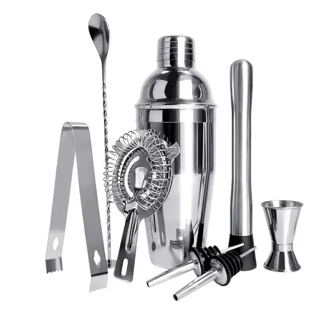Huacan Set de 8 ustensiles pour cocktails avec shaker en acier inoxydable 750 ml
