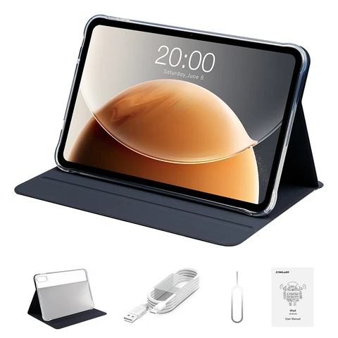 Teclast T65 Tablet — 13.4-inch display with 120Hz refresh rate, Android 16, Dual SIM Dual Standby 4G LTE + 5G WiFi, 2.2GHz octa-core processor, 20GB (8GB + 12GB virtual) RAM+ 128GB storage, Widevine L1 certified, 13MP rear camera, Bluetooth 5.0, GPS, includes tablet protective case.