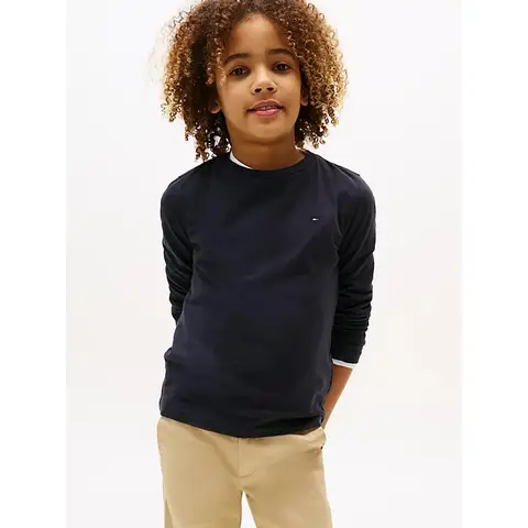 Tommy Hilfiger JONGENS BASIC KRAAGLOOS GESTRICKTE LANGE MOUW SKY CAPTAIN 12