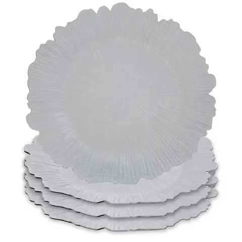 Maison by Premier Set of 4 33cm Dia White Reef Charger Plates