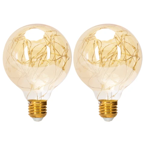 Aigostar LED Filament Bulb G95 Copper Wire E27 1.2W 2500K 2 Pcs in Kraft Box UK