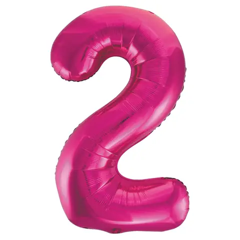 Unique Party Giant Number 2 Balloon, Pink, 86cm