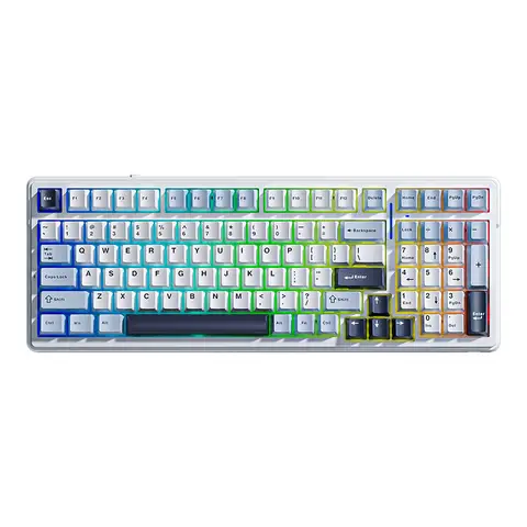 AULA F99 Mechanical Wireless Keyboard, QWERTY US layout, Tri-Mode(Wired/Bluetooth/2.4G) - Light Blue/Reaper Switch