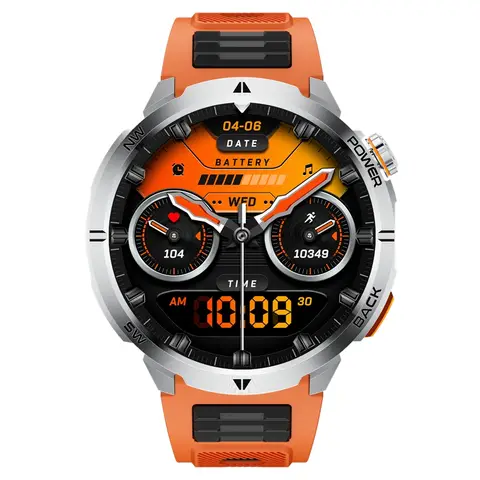 Montre connectée militaire pour homme, écran HD 1,7" avec fréquence cardiaque, SpO2 et suivi du sommeil, 110+ modes sportifs tracker de fitness, batterie 500 mAh lampe de poche LED montre d'extérieur pour iOS Android