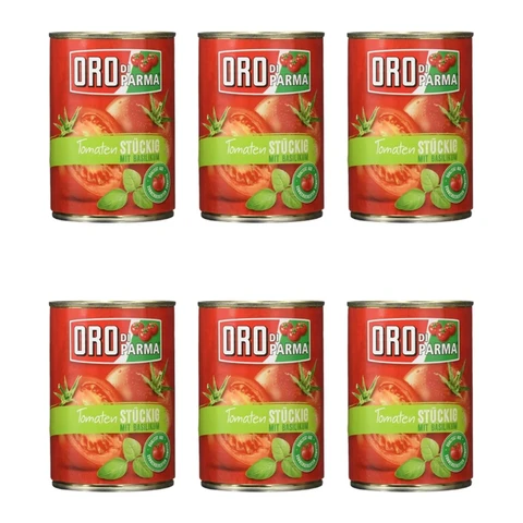 Oro di Parma Stückige Tomaten mit Basilikum 6 x 400 g
