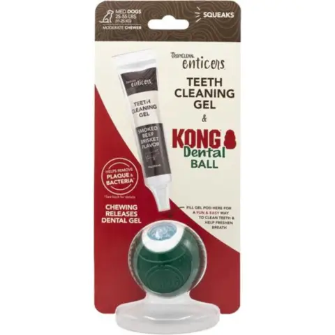 TropiClean Enticers Dental Ball Kit for Medium Dogs Smoked Beef Brisket Flavour