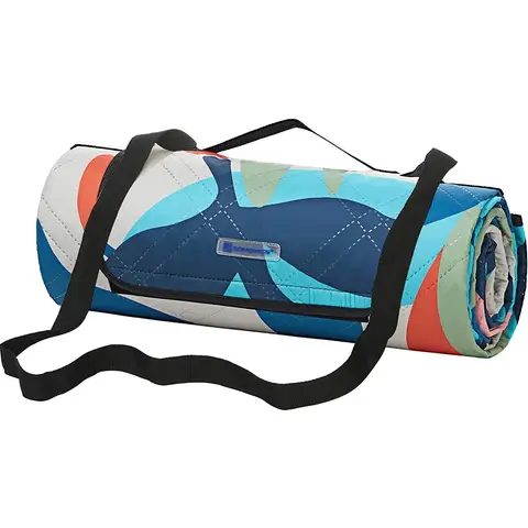 SONGMICS Picknickdecke, 200 x 200 cm, große wasserdichte Picknickmatte für Camping, Park, Garten, Strand, maschinenwaschbar, faltbar, bunte Farne GCM087Q03