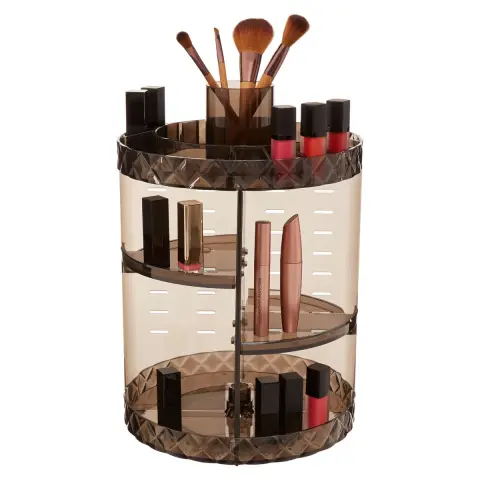 Beauty 3 Tiered Round Revolving Black Cosmetics Organiser