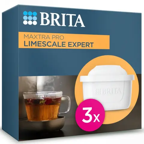 BRITA MAXTRA PRO Limescale Expert Water Filter Cartridge 3 Pack - Original BRITA refill for ultimate appliance protection, reducing impurities, chlorine and metals