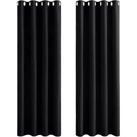 PONY DANCE Rideaux occultants à œillets, L 46 x H 72 pouces, lot de 2 panneaux, noir