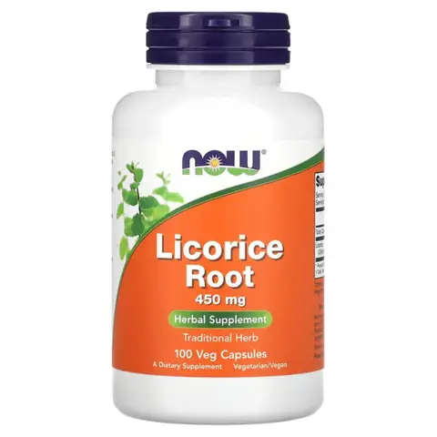 NOW Foods Licorice Root Digestive Support 450mg Capsules - 100 Vegan Capsules