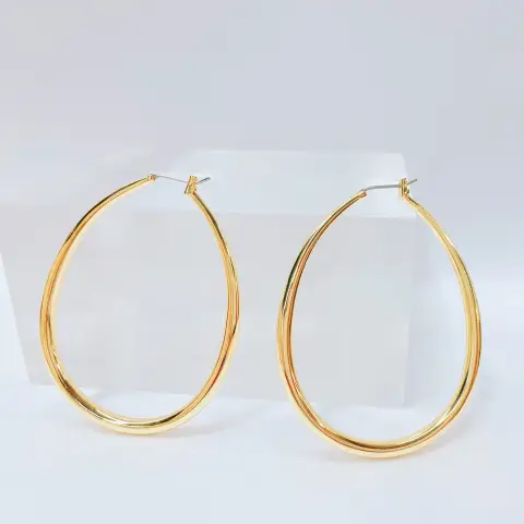 Droop 60mm Hoop 14K Gold Plated Earrings