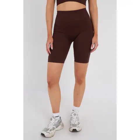 Third Avenue Seamless High Waist Shorts, Espresso Brown, XL Size