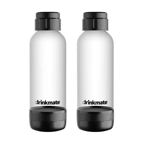Drinkmate Soda Maker Carbonation Bottles Twin Pack - Matt Black, 1L, BPA Free PET, Fizz Preserving Caps, Removable Bottom Cap, Hand Wash Only
