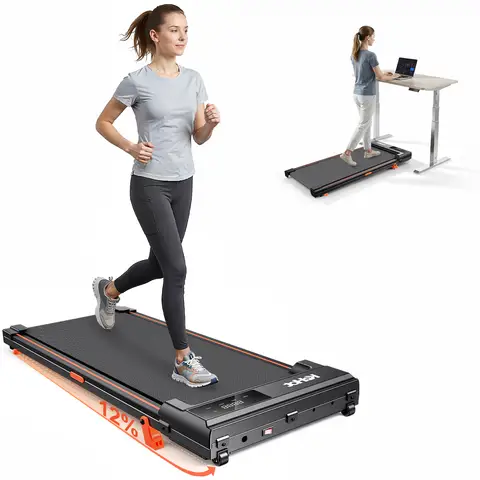 Walking Pad für Zuhause und Büro, 12 % Neigung, leiser Motor, stabile Konstruktion, max. Tragfähigkeit 100 kg, ideal zum Gehen unter dem Schreibtisch