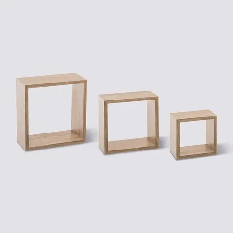 Wandplank Kubus Eiken Naturel Klein - Set van 3