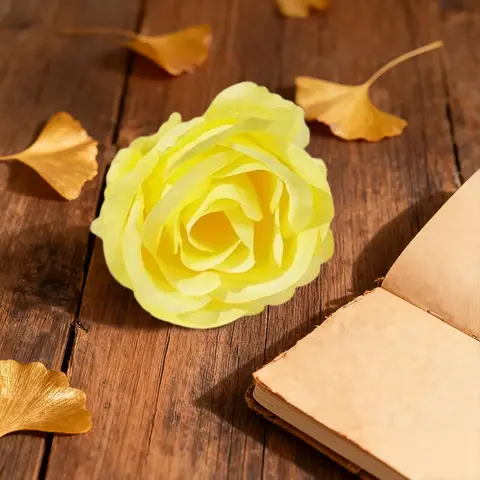 Wei’s Moment 20Pcs Artificial Flowers Roses, Real Touch
 Foam Roses, Fake Flowers Rose for DIY Wedding Bridal Bouquets Baby Shower Table Centerpieces Home Decorations, Cream Yellow