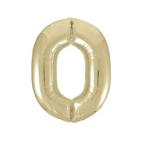 Unique Party Giant Number 0 Balloon, Gold, 86cm