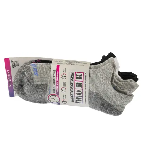 Skechers Work Lowcut 3PK Damen-Socken - Grau 35-39,5