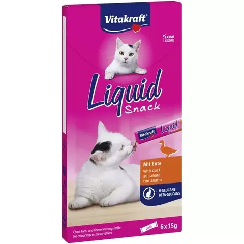 [Congelez-le pour une glace pour chat !] Vitakraft Snack liquide canard avec bêta-glucanes friandises pour chat - 6 x 15 g