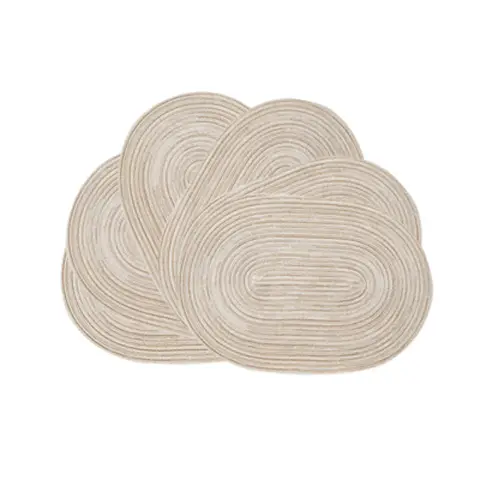 Sets de 6 Sets de Table Ovale Tressés, Couleur Café au Lait, 30x45 cm, Antidérapants, Lavables et Résistants à la Chaleur, Idéal pour Salle à Manger, Cuisine, Fêtes et Décoration Quotidienne