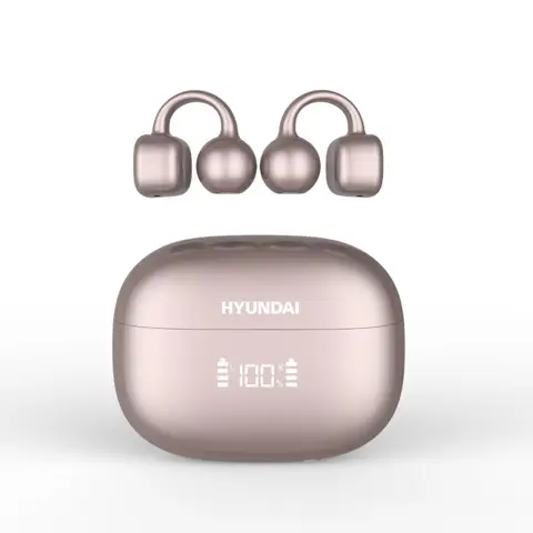 HYUNDAI Clipbuds7 Roségold Bluetooth-Ohrhörer Clip-On-Design mit digitaler Batterieanzeige Hochwertiger Klang