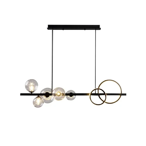 Homary Minimalist 5-Light Glass Globe Shade Sputnik Kitchen Island Light Globe Light in Black