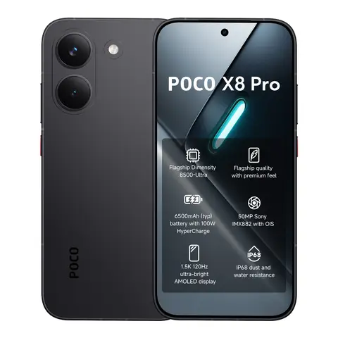 POCO X8 Pro Schwarz 8 GB RAM 512 GB ROM, Premium Dimensity 8500-Ultra Prozessor, Ultra-Helles AMOLED-Display, 50 MP Sony IMX882 mit OIS