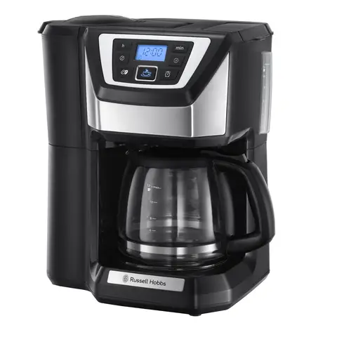 Russell Hobbs Chester Grind & Brew Filter Coffee Machine, Bean To Cup, Fast Heat Up, 1.5L, Black & Silver - 22000