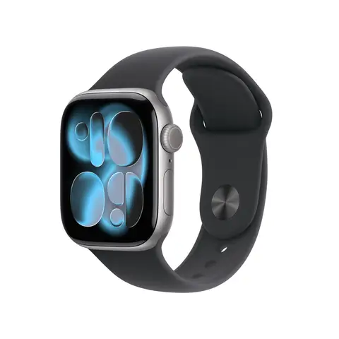Apple Watch Series 11 GPS 42mm Space Grey Aluminiumgehäuse mit Schwarzem Sportarmband - S/M