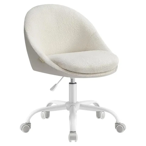 SONGMICS Study Chair Swivel Plush PU Foam Padded Adjustable Height Beige