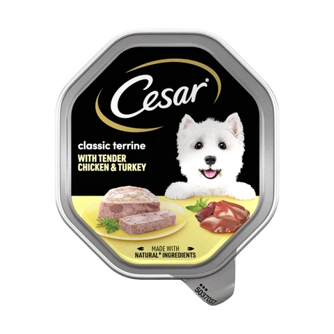 Cesar Classic Terrine Dog Food Tray Chicken & Turkey In Loaf 150g