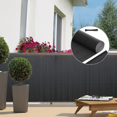 PVC-Privatschutzmatte, Balkon-Privatschutz, doppelt verstärkt, ohne Bohren, mit Kabelbindern, wasserdicht, Windschutz, Balkonabdeckung für Garten und Terrasse, 1,6 x 4 m