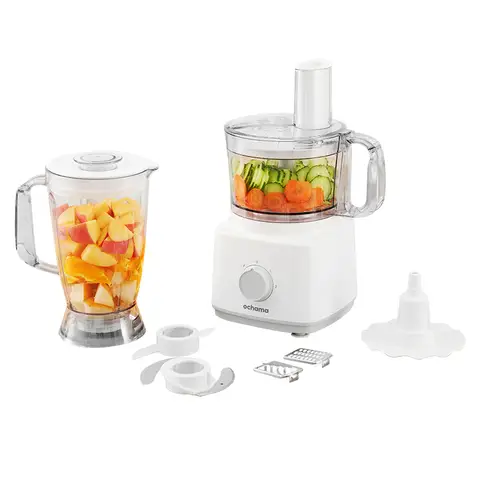 ochama Multifunctional High-Power Food Processor & Mixer, suitable for chopping, slicing, grinding, and pureeing, 1.8L bowl, 750W.