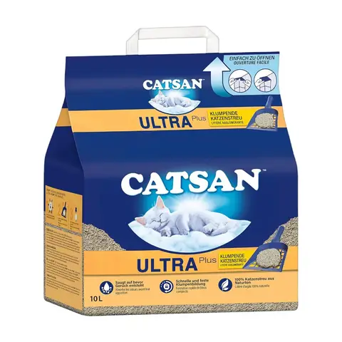 CATSAN – ULTRA PLUS KLUMPSTREU – Feine natürliche Tonkörnchen – 10 L