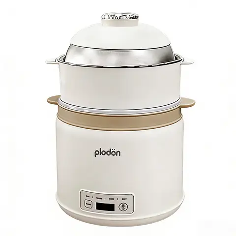 plodon Cuiseur électrique One Touch avec panier vapeur antiadhésif 2,3 L, maintien au chaud automatique, pour soupe, porridge, riz, nouilles avec cuillère à riz et verre doseur