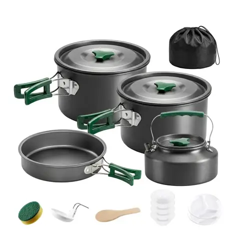 Camping Kochgeschirr Set - Komplettes Outdoor Kochset | Tragbares  Campingzubehr