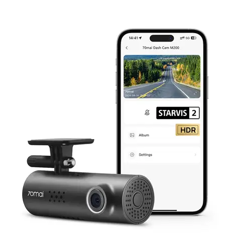 70mai DashCam M200, STARVIS 2 IMX662, 1080P with HDR Imaging, F1.8 Large Aperture, MaiColor Vivid+ Solution, Voice Control, WiFi, Optional Parking Mode, Up to 128GB Supported
