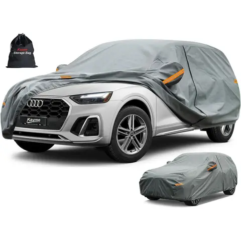 Kayme SUV Robust Car Cover Waterproof Breathable, Full Garage Car Cover for Rain Sun Dust Protection, 4x4 Cover for Audi Q5, BMW X3, GLC, Toyota RAV4, Macan, XC60 etc. (460 to 485 cm) YL