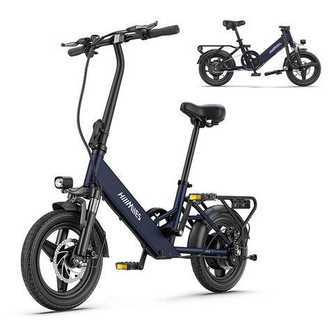 HillMiles Mile 1 adult E-bike,, 36V 10.4Ah battery, 250W Foldable ebike，14-inch fat tire city ebike，Electric Bike Mile 1（blue