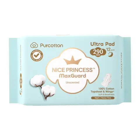 PURCOTTON NICE PRINCESS Série Super Propre & Absorbante Serviettes Hygiéniques (Hors de France) 290 mm, 12 Serviettes