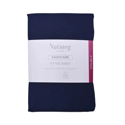 Nutmeg Home Fitted Sheet Easycare Navy Double