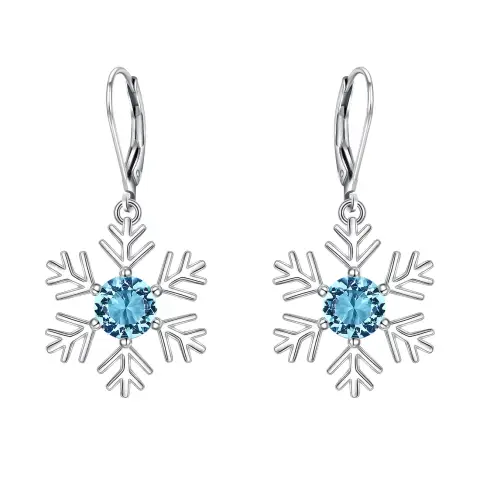 Ever Faith Snowflake Dangle Earrings for Women, 925 Sterling Silver CZ Snowflake Earrings Christmas Jewelry