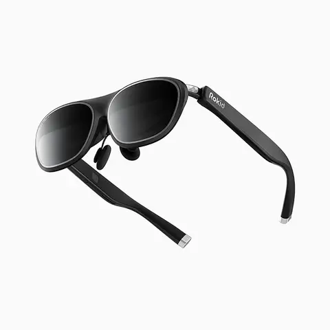 Rokid Max 2 AR Glasses Black, 215 Inch Micro-OLED Display, Myopia Adjustable (0-600D), 120Hz, 50° FOV and 600nits Luminance, Compatible with Android and PC/ROG/Steam