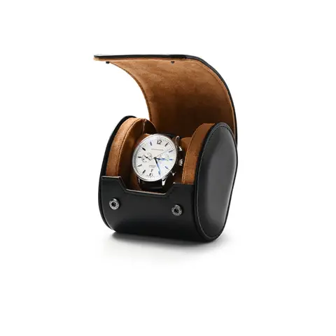Oirlv 1-2 Sleuven Horlogedoos Bruin Zwart, Luxe Leren Opbergdoos voor Horloge, Reisetui voor Enkele Horloge, Sieradencadeaudoos voor Mannen en Vrouwen, Kerstmis Jubileum Verjaardag Cadeau-idee
